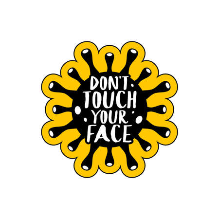 Coronavirus vector element isolated. Do not touch your face. Text のイラスト素材
