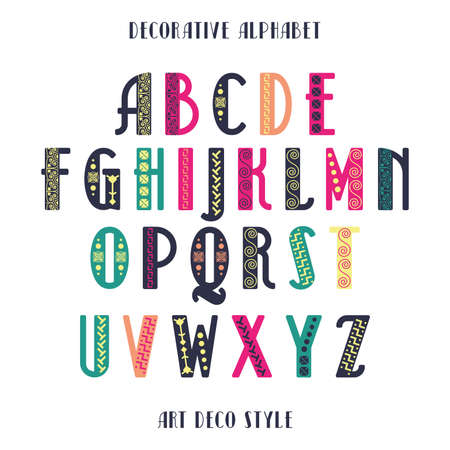 Alphabet in art deco style Vector colorful letters setのイラスト素材