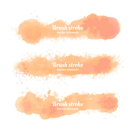 Vector Hand drawn watercolor elements set. Watercolor orange brush strokeのイラスト素材