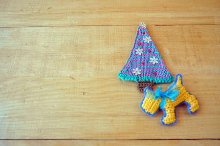 Christmas decor with own handsの写真素材