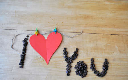 red heart to Valentine's Day, a gift - I love youの写真素材