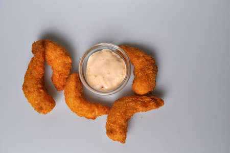 deep-fried food - a few fried snacks with sauceの写真素材