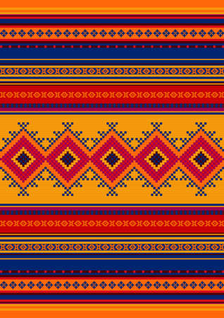 Ethnic pattern. Mexican rug, blanket. Colorful carpet ornament.のイラスト素材