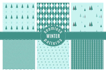 Winter seamless patterns set. Scandinavian Christmas design concept.のイラスト素材