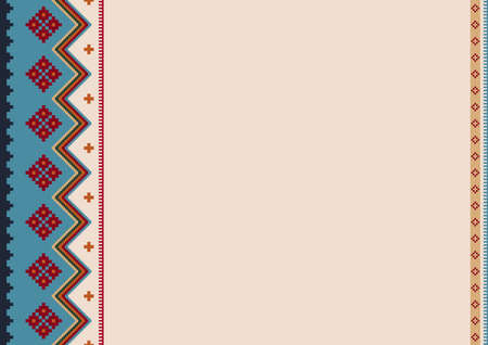 Native american pattern. Boho, ethnic tribal background with copy space for text. For brochure, banner, card, restaurant menu. Cinco de Mayo decor. Native Mexican pattern. Vector serape design.のイラスト素材