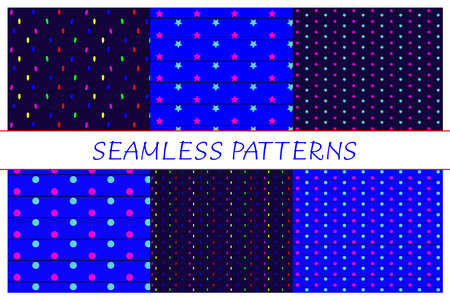 Christmas lights seamless patterns. New year, winter holiday decoration.のイラスト素材