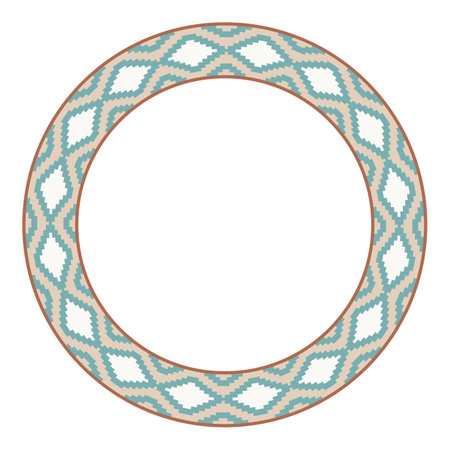 Round ethnic frame. Decorative circle border with tribal design.のイラスト素材