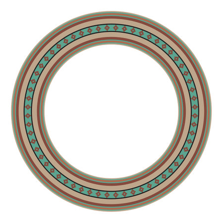 Round ethnic frame. Decorative circle border with tribal design.のイラスト素材