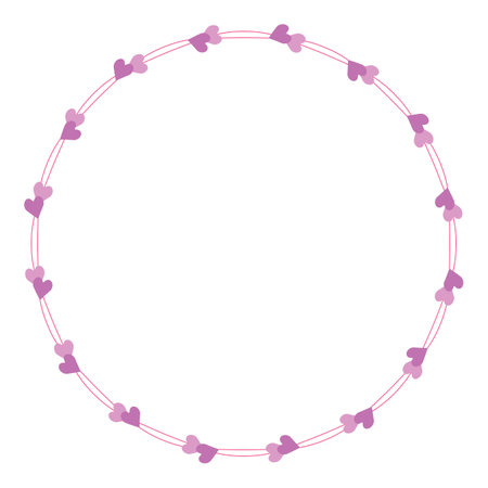 Circle hearts frame. Round festive border. St. Valentine's Day design. Vector illustration.のイラスト素材