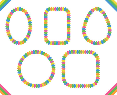 Easter egg frames. Bright Easter borders isolated on white background. Vector illustration.のイラスト素材