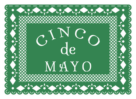 Cinco de Mayo papel picado banner. Cut out design element. Vector illustrationのイラスト素材