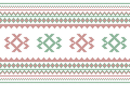 Ethnic balkan seamless pattern. South and East European embroidery motifs. Traditional Bulgarian embroidery.のイラスト素材