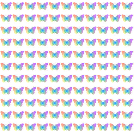 Pastel rainbow butterfly. Pattern of cute rainbow butterfly in pastel colors.の写真素材