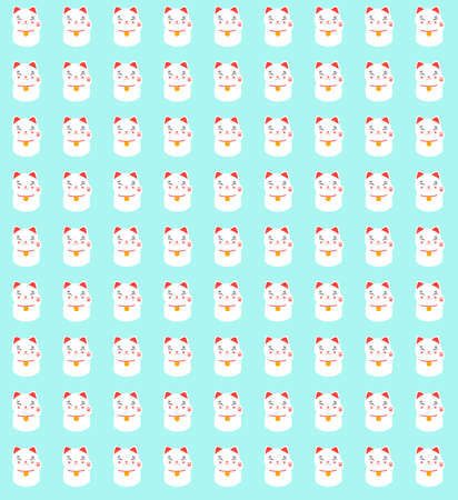 Lucky happy Japanese cat. Design based on the famous maneki-neko (meaning, beckoning cat, ã¾ã­ãã­ã, æãç«) made in a kawaii style. Fatty, cute and happy.の写真素材