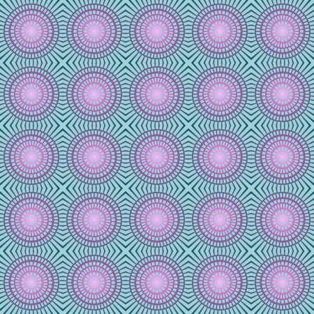 Candy illusion mandala. Simple mandala pattern in pink and blue colors. Circles and lines.