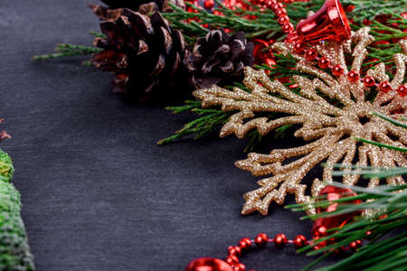 Decoration for a Christmas tree on a tableの写真素材