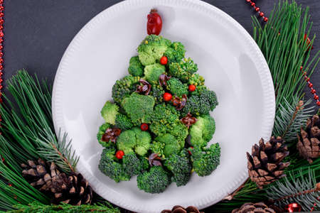 Green vegetable cabbage on the tableの写真素材