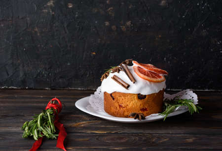 Fragrant Easter cake, with beautiful decor on the table
