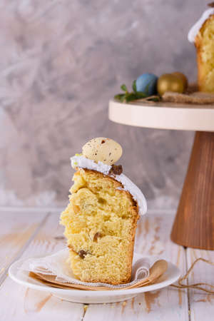 Fragrant Easter cake, with beautiful decor on the table