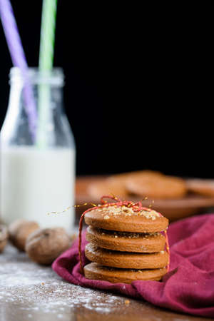 Fragrant gingerbread cookies with nuts. The process of baking gingerbread.