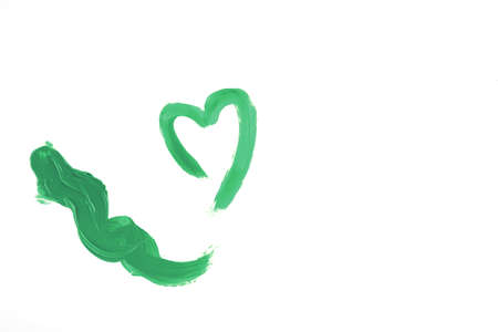 Heart on a white background painted with watercolor paint mint color. Art conceptの写真素材