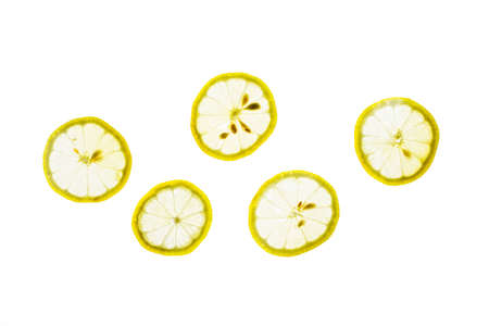 Fresh sliced lemon isolated on a white background. Fresh fruits.
