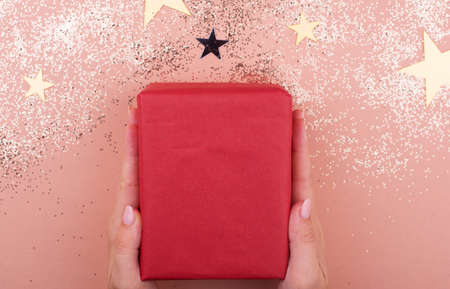 Two gift box on a beautiful background with a satin ribbon. Holiday concept