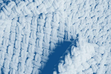 Blue color Knitted wicker texture of rattan pattern. Green texture background.