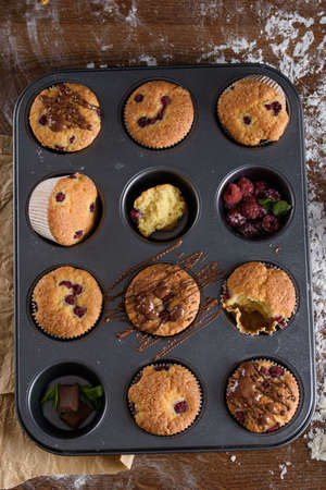 The process of making desserts. Cream cakes, muffins, cookies, groceries. The kitchen and...