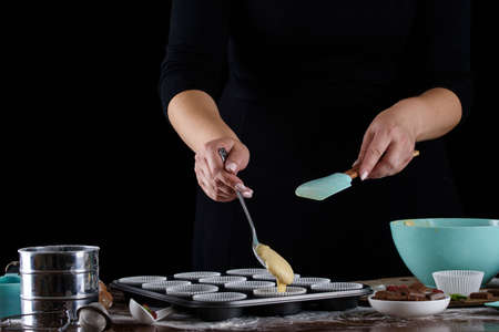 The process of making desserts. Cream cakes, muffins, cookies, groceries. The kitchen and...