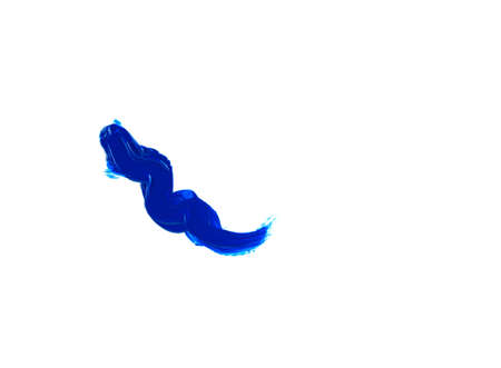 A wavy smear of blue paint is insulated on a white background. Creativityの写真素材