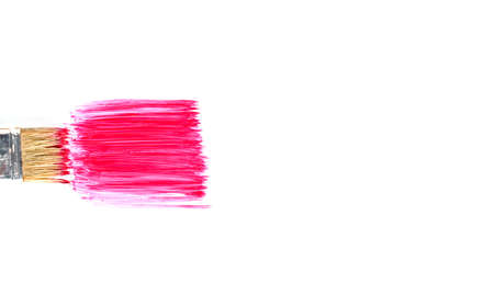 A wavy smear of pink paint is insulated on a white background. Creativityの写真素材