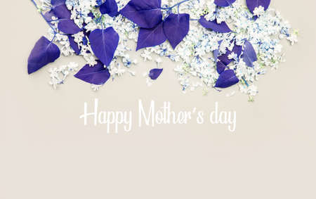Happy Mother's Day. Lilac flowers and leaves in tinted. A place for text.