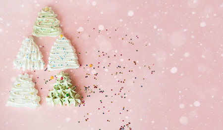 New Years Eve marshmallows, sequins, stars, sides. New Years content 2021. A place for text. Happy new year.の写真素材