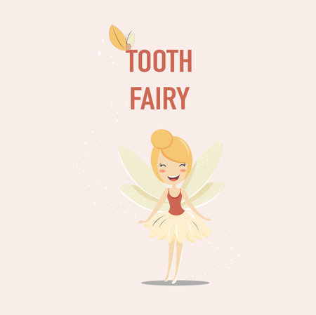 Magical dental fairy: whimsical vector illustration for notes - enchanting dental care with a touch of fantasy, ideal for child friendly health communications and charming dental imagery.Happy tooth fairy dayのイラスト素材