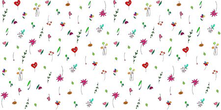 Spring flowers seamless pattern, bright flowers ornament and decoration, template for paper print, fabric print, fresh and colorful spring mood designの写真素材