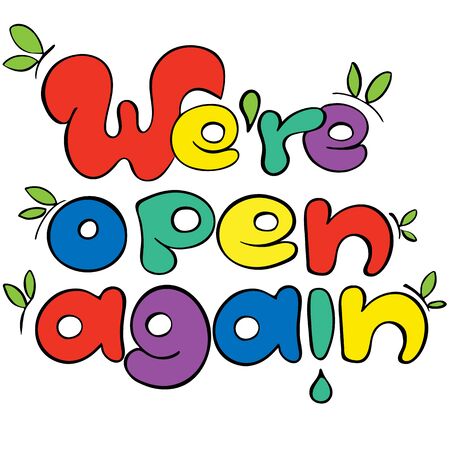 We are open again colorful vector sign for shops and services quarantine timeのイラスト素材