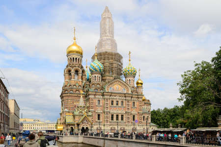 Saint Petersburg, Russia, august 2019. The church of the Savior on Blood seen from Griboedov canalのeditorial素材