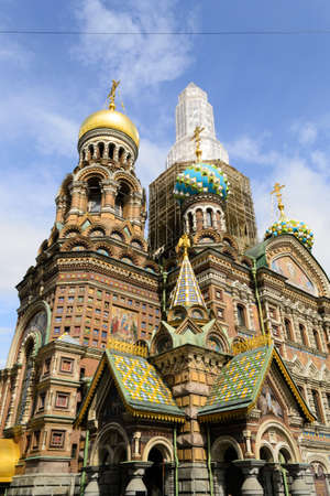 Saint Petersburg, Russia, august 2019. Detail of the church of the Savior on Blood or The spilled blood church and its colorful architectural detailsのeditorial素材