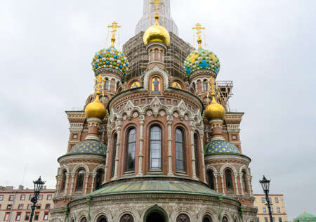 Saint Petersburg, Russia, august 2019. Detail of the church of the Savior on Blood or The spilled blood church and its colorful architectural detailsのeditorial素材