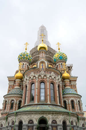 Saint Petersburg, Russia, august 2019. Detail of the church of the Savior on Blood or The spilled blood church and its colorful architectural detailsのeditorial素材