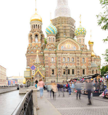 Saint Petersburg, Russia, august 2019. The church of the Savior on Blood seen from Griboedov canalのeditorial素材