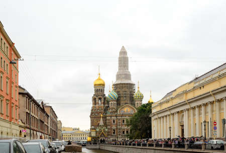 Saint Petersburg, Russia, august 2019. The church of the Savior on Blood seen from Griboedov canalのeditorial素材