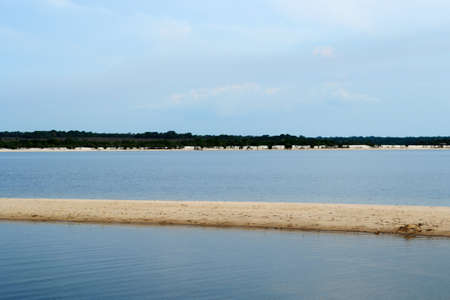 Interesting and particular river landscape in Brazil, in the state of ParÃ . A beach of clear sand...