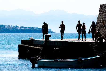 CefalÃ¹, Sicily, Italy, july 2020. Daily summer scene at the beach - little harbor