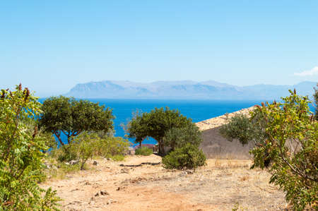 Amazing mediterranean landscape of the "Oriented Natural Reserve of the Zingaro" in Sicilyの写真素材