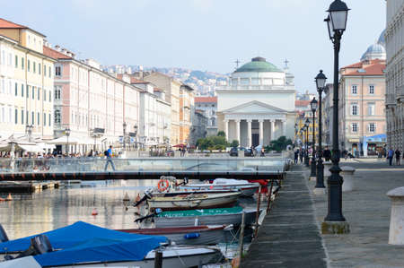 Trieste, Italy, October 2020. Here the Canal Grande, it is one of the most rapresentative landmarks of this coastal cityのeditorial素材