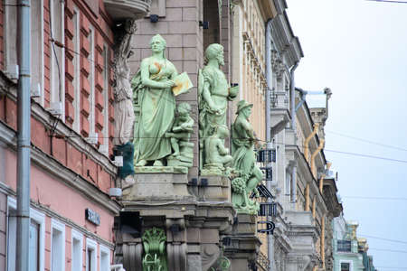 City architectural details found along the Nevsky Prospect in Saint Petersburg, Russia.のeditorial素材