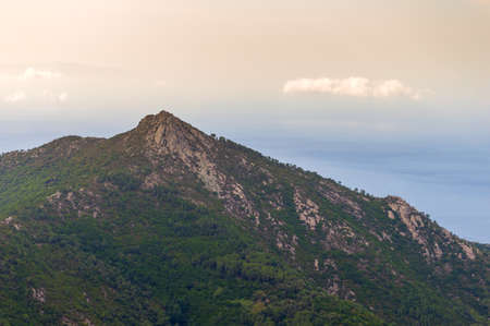 Mountains landscape in Elba Island in the mediterranean sea near Tuscany. We took the cable way up to Monte Capanne, the highest peak in the islandの写真素材