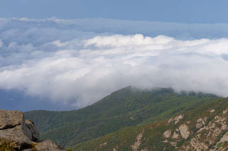 Mountains landscape in Elba Island in the mediterranean sea near Tuscany. We took the cable way up to Monte Capanne, the highest peak in the islandの写真素材